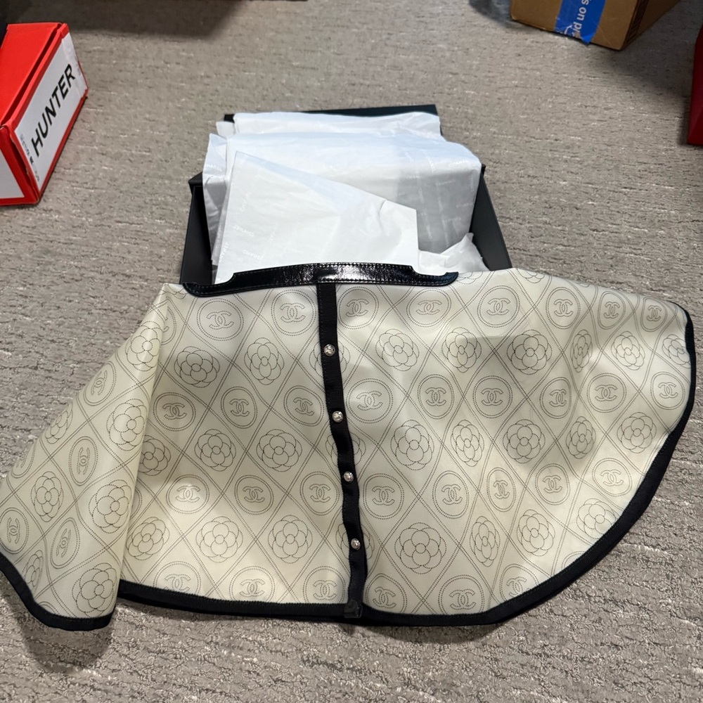 Authentic Chanel Chanel Camellia Handbag Raincoat Printed PVC